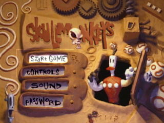 Skullmonkeys title screen for Playstation